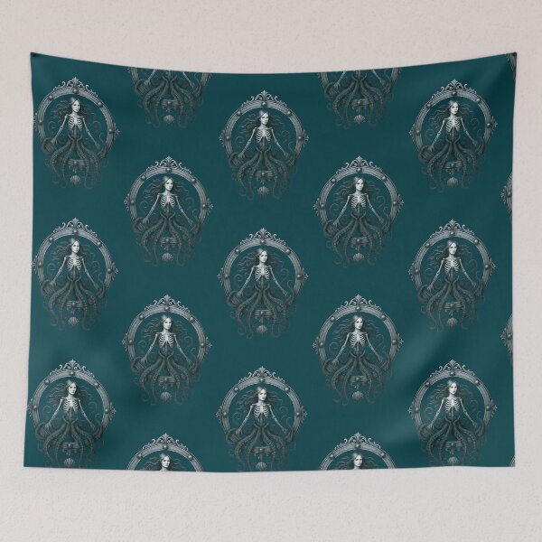 Item preview, Skeleton Mermaid Octopus Horror Dark Art Illustration designed and sold by Shoot-The-Moon.