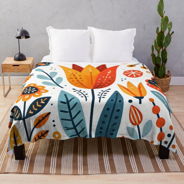Item preview, Orange and Yellow Tulip Bloom - Scandinavian Folk Art by heidiannemorris © designed and sold by FOLK ART FUSION by heidiannemorris.