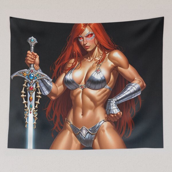 Item preview, Medieval Fantasy Swords woman warrior classic elegant fantasy illustration art designed and sold by Vintage Designs +.