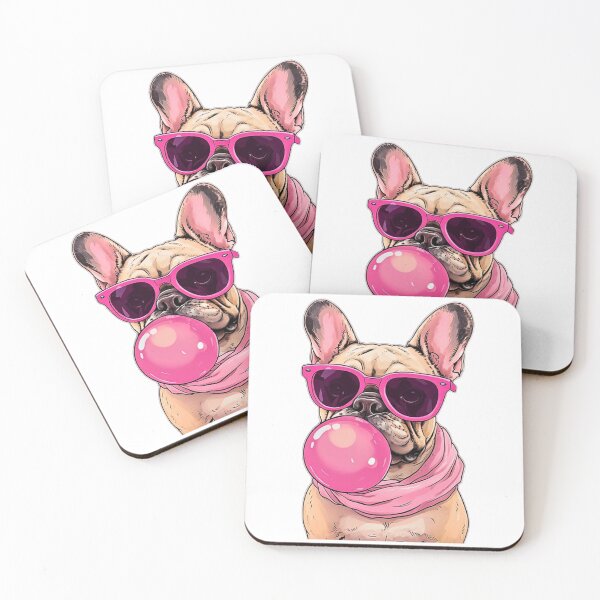 Item preview, Trendy French Bulldog Bubblegum Pink Glasses designed and sold by JerdbordinShop.