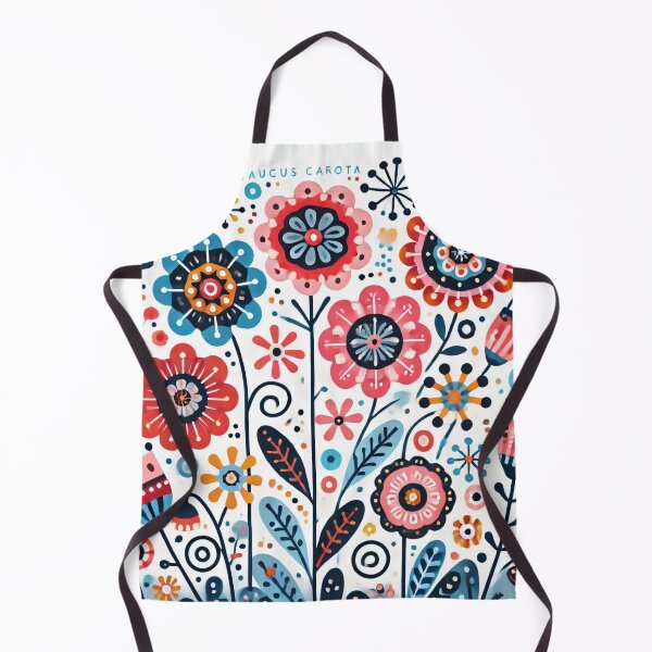 Item preview, Pink Blue Yellow Queen Anne's lace Bellflowers Daisies - Scandinavian Folk Art by heidiannemorris © designed and sold by FOLK ART FUSION by heidiannemorris.