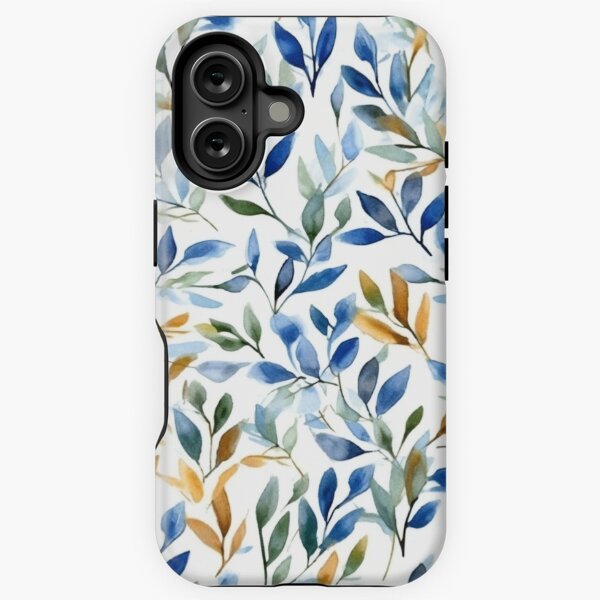 Item preview, Elegant Watercolor Leaves in Blue & Gold designed and sold by HasHs.