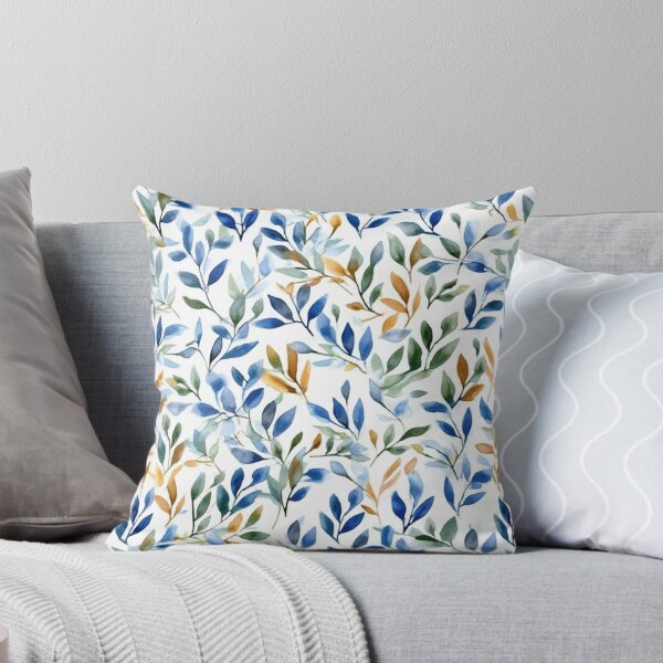 Item preview, Feuilles aquarelles élégantes en bleu et or designed and sold by HasHs.