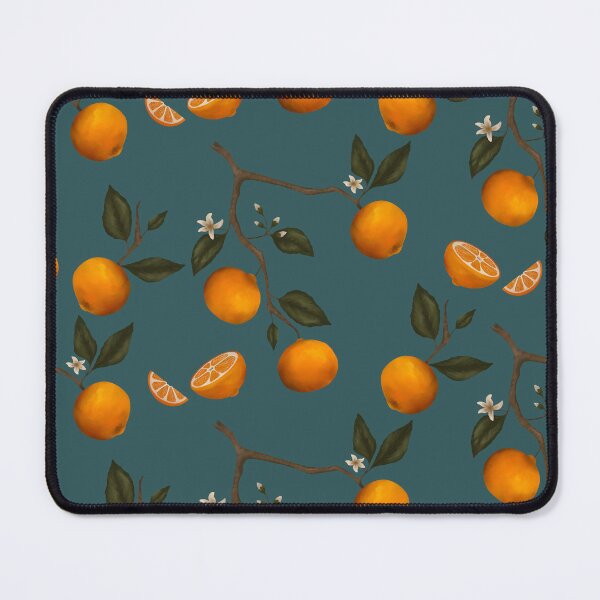 Item preview, Orange Blossoms, Botanical Repeating Design - Deep Blue/Green designed and sold by DanBosDesigns.
