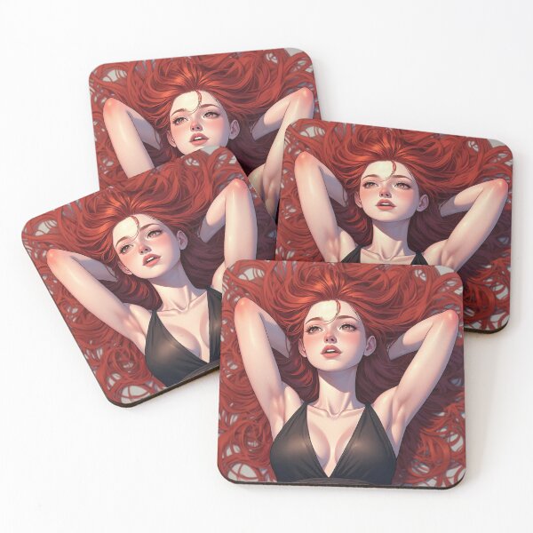 Item preview, Reclining Redhead girl illustration art designed and sold by Vintage Designs +.