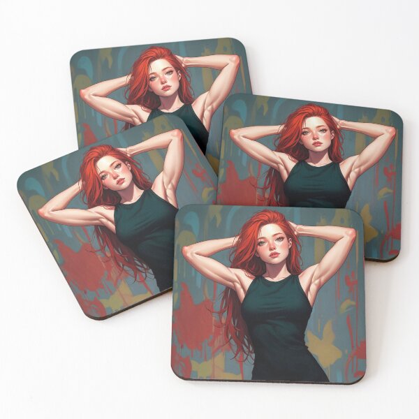 Item preview, Reclining Redhead girl illustration art designed and sold by Vintage Designs +.