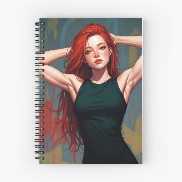 Item preview, Reclining Redhead girl illustration art designed and sold by Vintage Designs +.