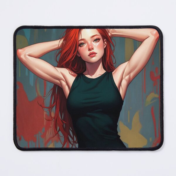 Item preview, Reclining Redhead girl illustration art designed and sold by Vintage Designs +.