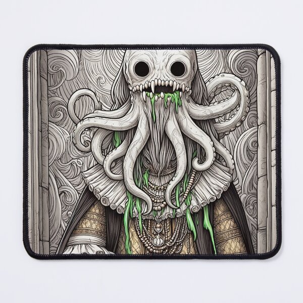 Item preview, Eldritch dark Lord of dread Dagon cult Cthulhu follower of Darkmere staring at you with his eyes of the void designed and sold by Vintage Designs +.