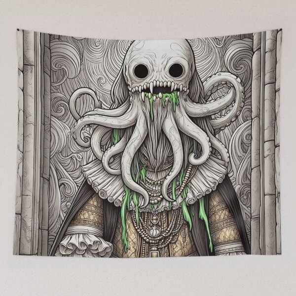 Item preview, Eldritch dark Lord of dread Dagon cult Cthulhu follower of Darkmere staring at you with his eyes of the void designed and sold by Vintage Designs +.