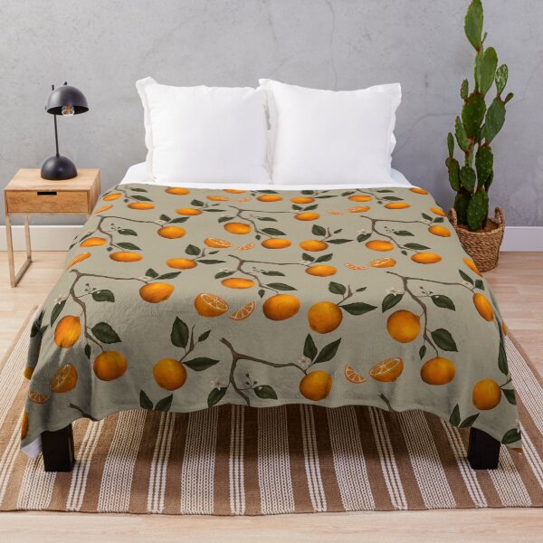 Item preview, Orange Blossoms, Botanical Repeating Design - Warm Grey designed and sold by DanBosDesigns.