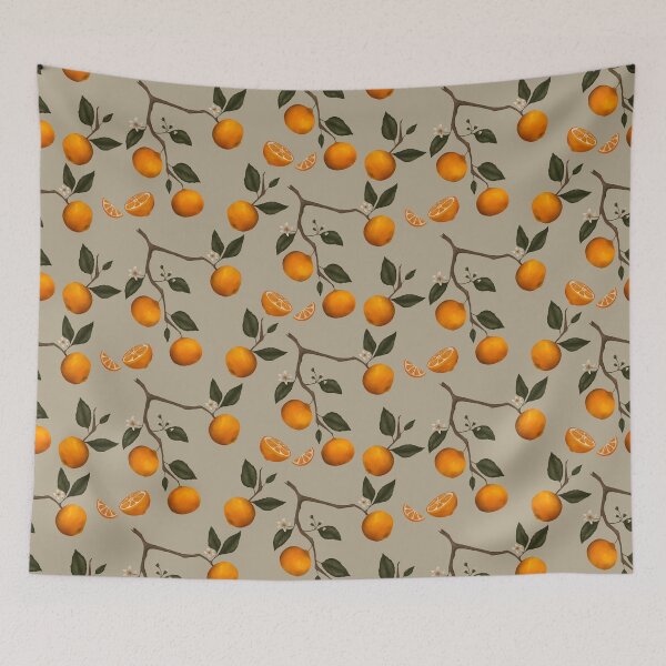 Item preview, Orange Blossoms, Botanical Repeating Design - Warm Grey designed and sold by DanBosDesigns.