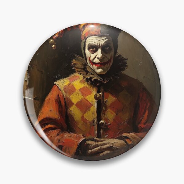 Item preview, Creepy Medieval Court Jester painting designed and sold by Vintage Designs +.