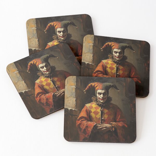 Item preview, Creepy Medieval Court Jester painting designed and sold by Vintage Designs +.