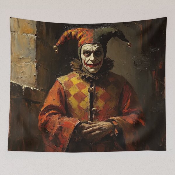 Item preview, Creepy Medieval Court Jester painting designed and sold by Vintage Designs +.