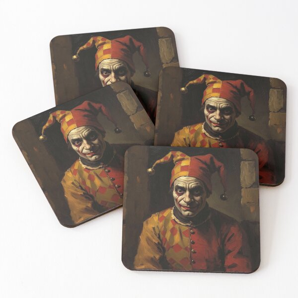 Item preview, Creepy Medieval Court Jester painting designed and sold by Vintage Designs +.