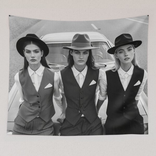 Item preview, Pinup photography 1950s Gangster Girls posing on a old 50's car designed and sold by Vintage Designs +.
