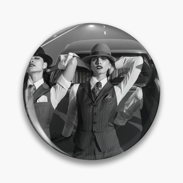 Item preview, Pinup photography 1950s Gangster Girls posing on a old 50's car designed and sold by Vintage Designs +.
