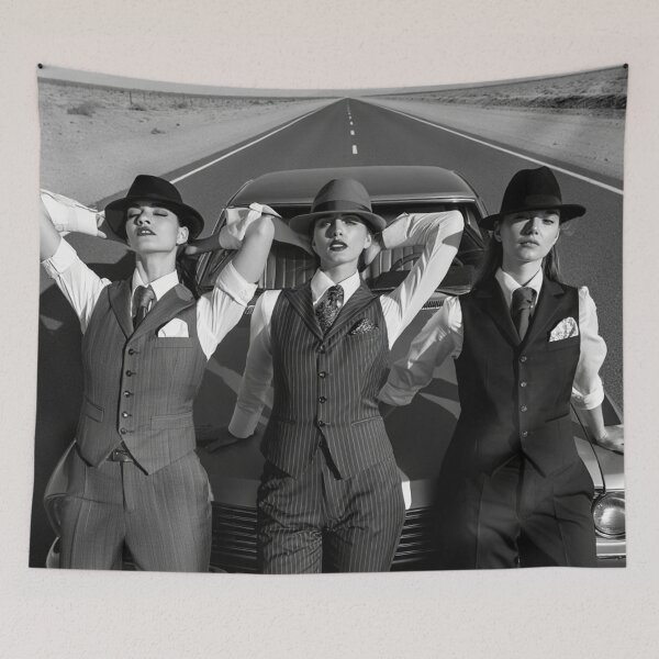 Item preview, Pinup photography 1950s Gangster Girls posing on a old 50's car designed and sold by Vintage Designs +.