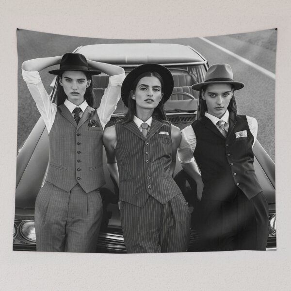 Item preview, Pinup photography 1950s Gangster Girls posing on a old 50's car designed and sold by Vintage Designs +.