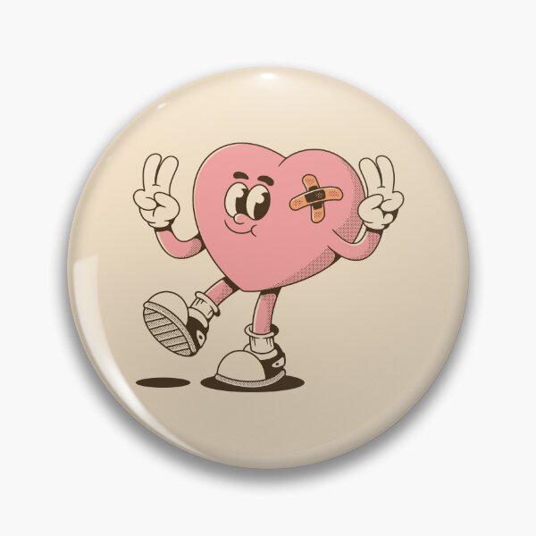 Item preview, Cute Walking Heart with Bandage Making Peace Sign designed and sold by adipra.