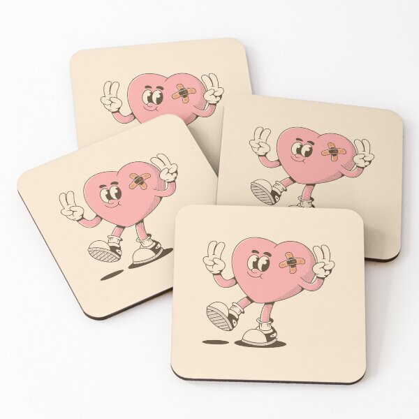Item preview, Cute Walking Heart with Bandage Making Peace Sign designed and sold by adipra.
