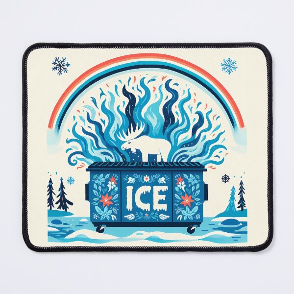 Item preview, White Moose Standing in Icy "ICE" Blue Dumpster - Scandinavian Folk Art by heidiannemorris © designed and sold by FOLK ART FUSION by heidiannemorris.