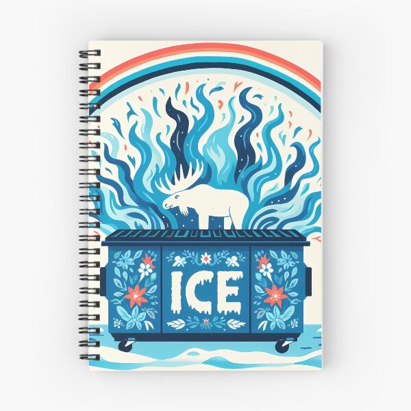 Item preview, White Moose Standing in Icy "ICE" Blue Dumpster - Scandinavian Folk Art by heidiannemorris © designed and sold by FOLK ART FUSION.