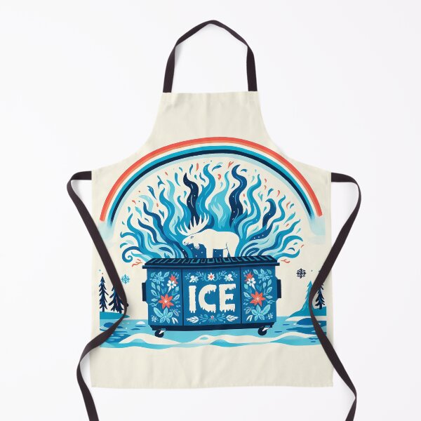 Item preview, White Moose Standing in Icy "ICE" Blue Dumpster - Scandinavian Folk Art by heidiannemorris © designed and sold by FOLK ART FUSION by heidiannemorris.