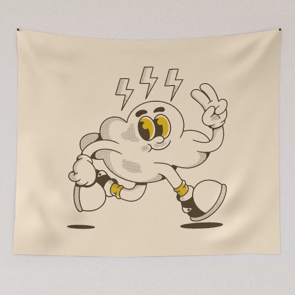 Item preview, Energetic Cloud Character with Lightning and Peace Sign designed and sold by adipra.