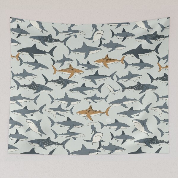Item preview, Whimsical Shark Seamless Vector Pattern designed and sold by LoudArtStudio.