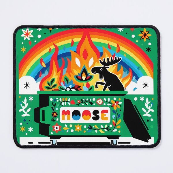 Item preview, Fiery Moose in "MOOSE" Green Dumpster Inferno - Scandinavian Folk Art by heidiannemorris © designed and sold by FOLK ART FUSION by heidiannemorris.