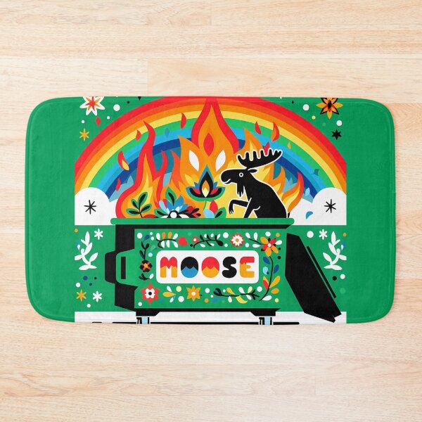 Item preview, Fiery Moose in "MOOSE" Green Dumpster Inferno - Scandinavian Folk Art by heidiannemorris © designed and sold by FOLK ART FUSION by heidiannemorris.