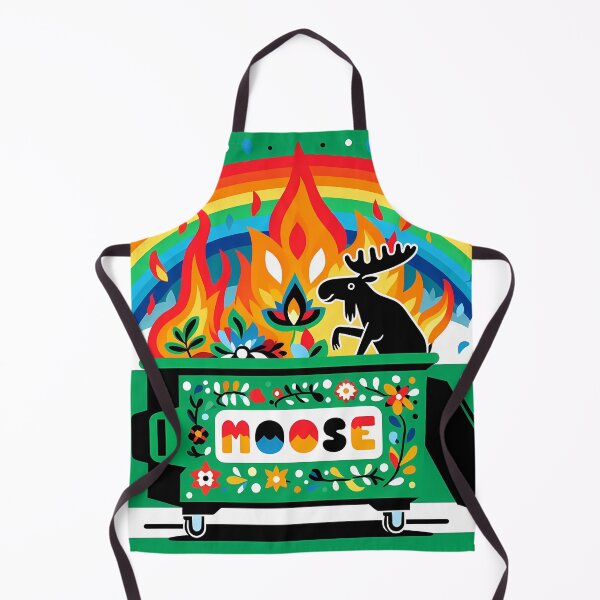 Item preview, Fiery Moose in "MOOSE" Green Dumpster Inferno - Scandinavian Folk Art by heidiannemorris © designed and sold by FOLK ART FUSION by heidiannemorris.