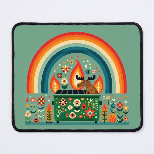 Item preview, Moose Sitting in Flaming Green Dumpster Fire - Scandinavian Folk Art by heidiannemorris © designed and sold by FOLK ART FUSION by heidiannemorris.