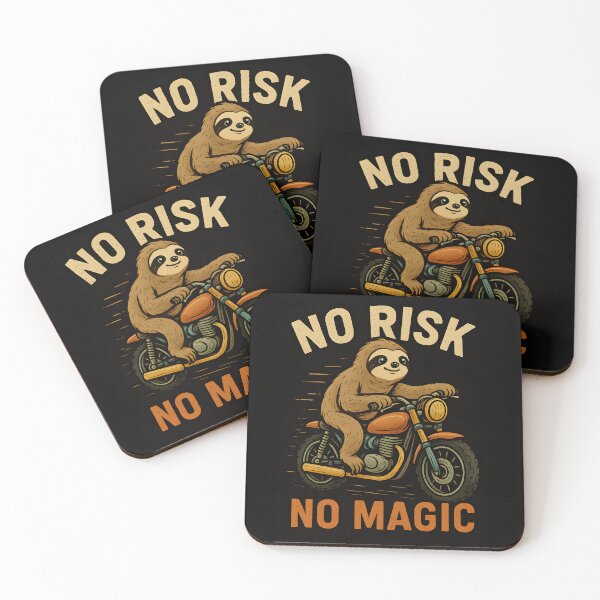 Item preview, No Risk No Magic – Sloth on Motorcycle Vintage Design designed and sold by Moodelier.