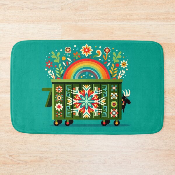 Item preview, Moose Hiding Behind Green Flower Dumpster - Scandinavian Folk Art by heidiannemorris © designed and sold by FOLK ART FUSION.