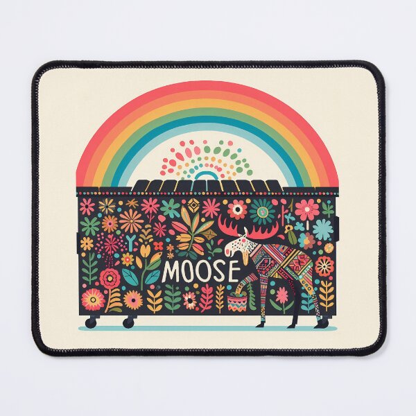Item preview, Rainbow Moose Among Blossoms - Scandinavian Folk Art by heidiannemorris © designed and sold by FOLK ART FUSION by heidiannemorris.
