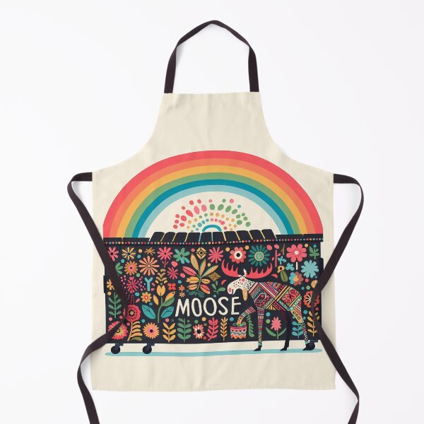 Item preview, Rainbow Moose Among Blossoms - Scandinavian Folk Art by heidiannemorris © designed and sold by FOLK ART FUSION by heidiannemorris.