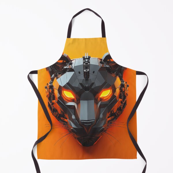 Item preview, Futuristic Panther Head – Low-Poly Tech Beast on Orange Background designed and sold by Little KAIJU.
