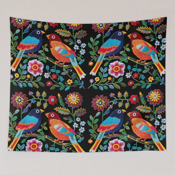 Item preview, Mexican Embroidery Pattern Art Birds Flowers designed and sold by xiao xuans.