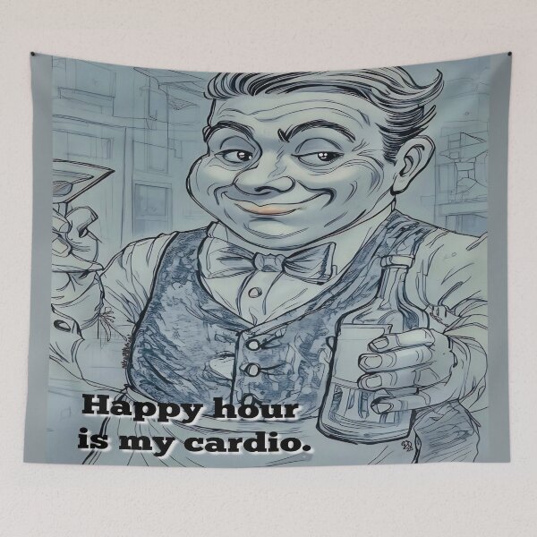 Item preview, Vintage Bartender Drawing – Happy Hour Humor designed and sold by gleefulme.