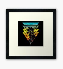 Geometric Triangles Sunset Beach Framed Print