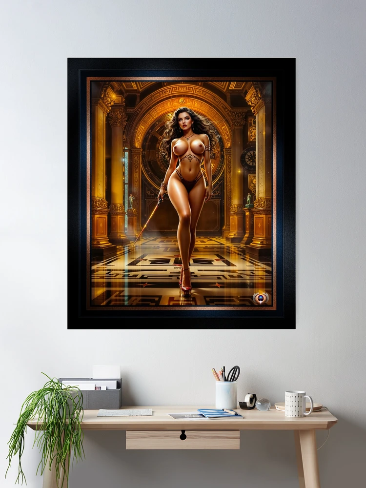A Golden Realm Portrait Of The Enigmatic Beauty Lyrinthia Mesmerizing AI Concept Art by Xzendor7 Room Decor Poster Art Print