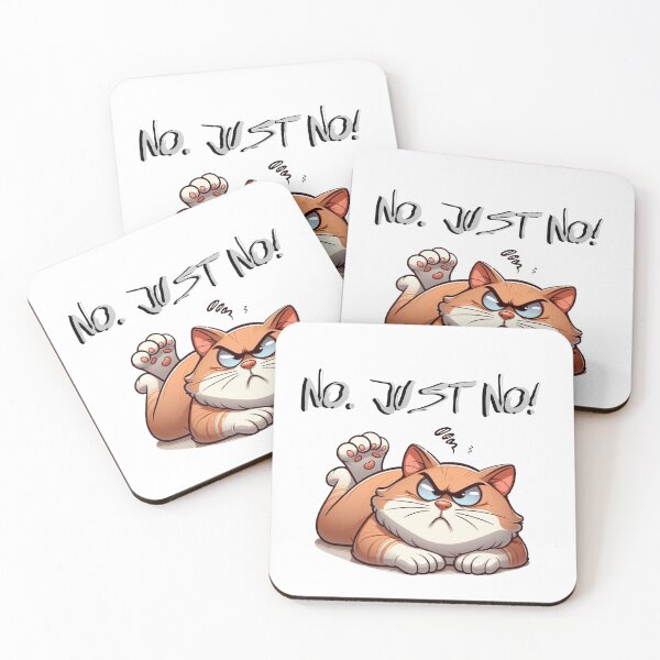 Item preview, Grumpy Cartoon Cat – "No. Just no." – Sarcastic Angry Cat Illustration designed and sold by Pasja W Każdym Szkicu!.