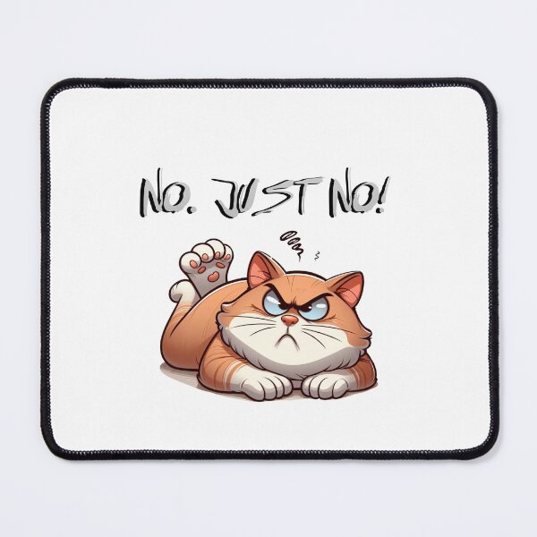 Item preview, Grumpy Cartoon Cat – "No. Just no." – Sarcastic Angry Cat Illustration designed and sold by Pasja W Każdym Szkicu!.
