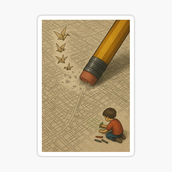 Item preview, Erasing Innocence Urban Childhood Surreal Art designed and sold by weirdfishes123.