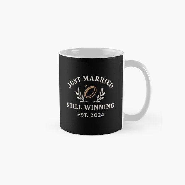 Item preview, Just Married Still Winning – Minimalist Wedding Est. 2024 Design designed and sold by UrszulkaArt.