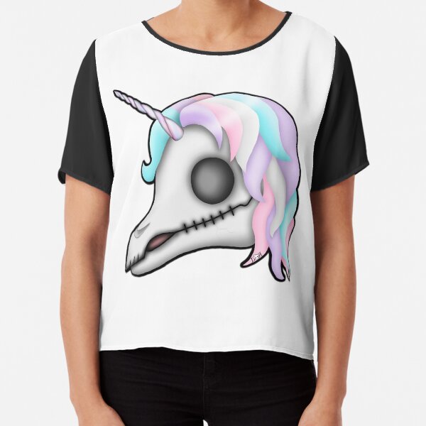 My Little Dead Unicorn | Rainbow Unicorn Skull | White Chiffon Top