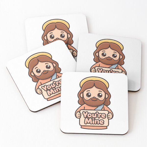 Item preview, Cute Kawaii Jesus Holding "You Are Mine" Sign – Isaiah 43:1 - Christian Valentine’s designed and sold by stylishdzign.
